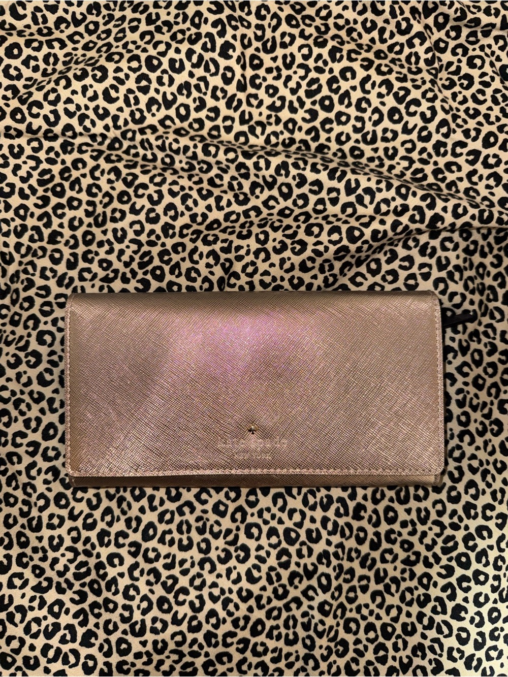 kate spade Metallic Pink Leather Continental Wallet